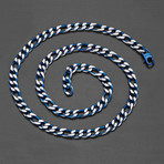 Two-Tone Figaro Chain Necklace (Blue + Silver)