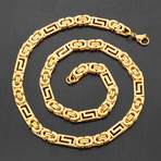 Greek Key Flat Byzantine Chain Necklace (White)