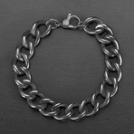 Polished Classic Curb Chain Link Bracelet (Black)