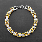 Polished Byzantine Chain Link Bracelet // Gold + Silver