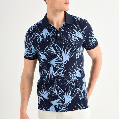 Palm Button Down Shirt // Navy Blue (XS)