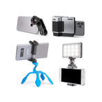 Pictar Home Studio Pro Kit // Pro Grip + Smart Lens 2in1 Wide & Macro + Smart Light + Splat 3N1 Flexible Tripod