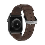 Traditional Strap // 40mm/38mm // Brown Leather + Black Hardware