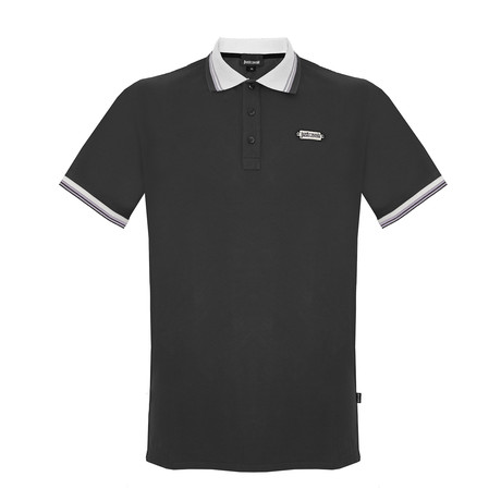 Men's Polo Shirt // Black + White (L)