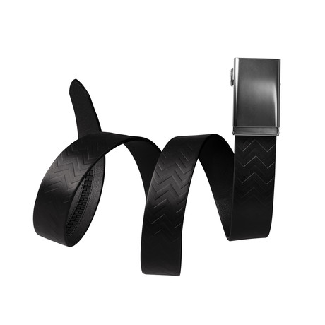 Chevron Leather Belt + Pinless Buckle // Black (Small // 28"-32" Waist)