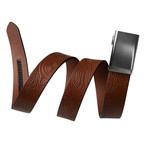 Topographical Leather Belt + Pinless Buckle // Tobacco Brown (Small // 28"-32" Waist)