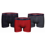 Dot + Stripe Boxer // Navy + Red // Set of 3 (L)