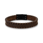 Tire Track Leather Bracelet // 12mm // Brown (7.5"L)