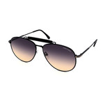 Men's FT0536-01B Aviator Sunglasses // Black + Gray Gradient
