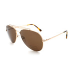 Men's FT0497-28H Aviator Sunglasses // Gold + Brown