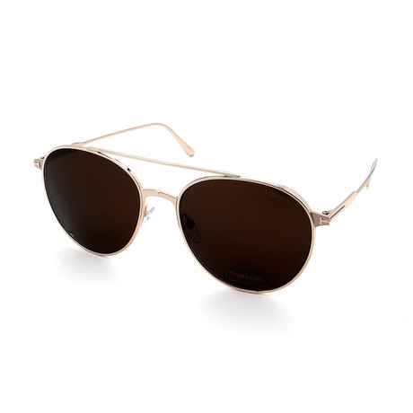 Men's FT0691-28E Round Sunglasses // Gold + Brown