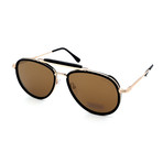 Men's FT0666-01G Sunglasses // Black + Gold + Brown
