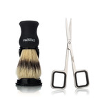 Pure Badger Perfect Shave Brush + Stand + Mustache Scissors