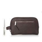 Brushed Stainless Steel Nail File + Toiletry Bag