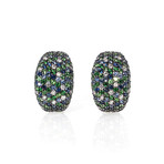 Roberto Coin 18k White Gold Diamond + Sapphire Huggie Earrings // Store Display
