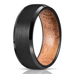 Tungsten Carbide Wood Inlay Ring // 8mm // Black (7)