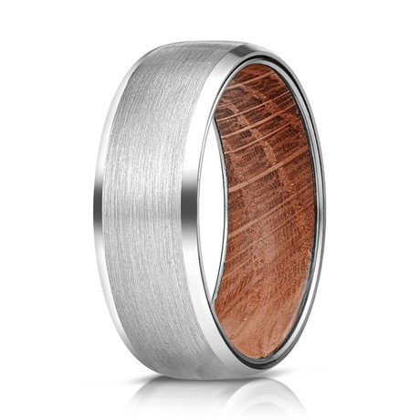 Tungsten Carbide Wood Inlay Ring // 8mm // Silver (7)