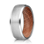 Tungsten Carbide Wood Inlay Ring // 8mm // Silver (10.5)