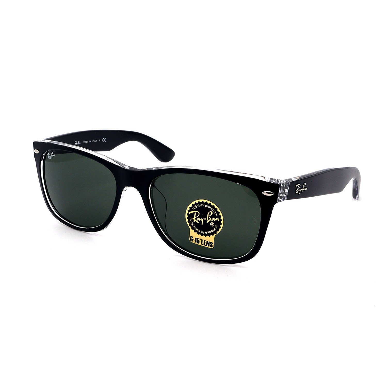 Ray-Ban // Men's RB2132-6052 New Ayfarer Sunglasses // Black + Clear ...