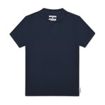 Bubble Texture Polo Shirt // Navy (M)