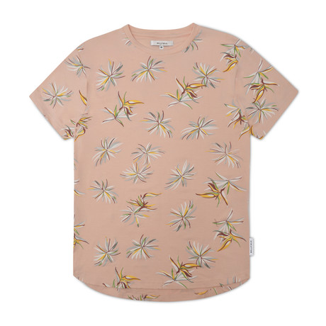 Floral Print Curved Hem T-Shirt // Dusty Pink (S)