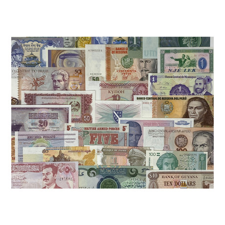 World Paper Money Collection: Set of 100 Banknotes in Choice Uncirculated Condition
