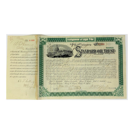 1890's Henry Flagler Signed Standard Oil Trust Stock Certificate & Vintage Print (Guaranteed Authentic)