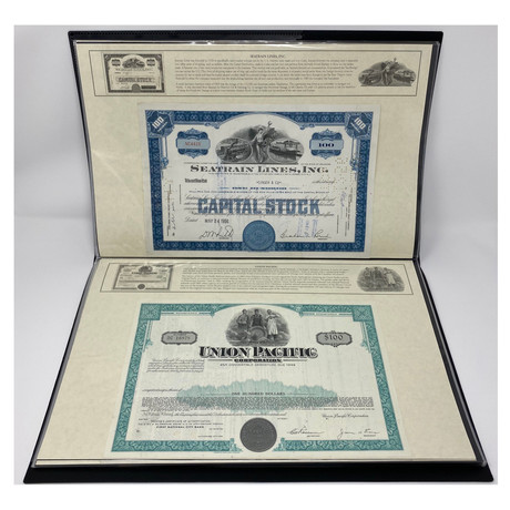 Great American Railroads Deluxe Display // Set of 25 Stock & Bond Certificates // 1920s - 1970s