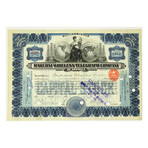 Marconi Wireless Telegraph Company Stock Certificate (1913 - 1919) with 2 Prints