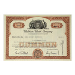 Timepiece Collection // Set of 3 Bulova, Elgin, & Waltham Watch Company Stock Certificates // 1920s - 1960s