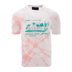 Tie Dye Beach Graphic Tee // Pink (L)