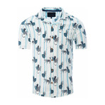 Stripe + Leopard Button Up Shirt // White (S)