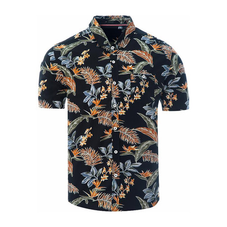 Birds Of Paradise Floral Button Up Shirt // Black (S)