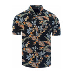 Birds Of Paradise Floral Button Up Shirt // Black (L)