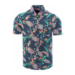Birds Of Paradise Floral Button Up Shirt // Gray (L)