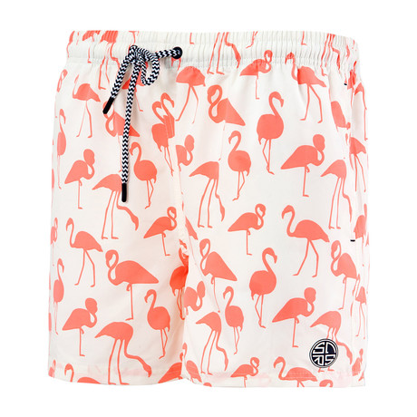 Flamingo Swim Trunks // White (S)