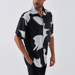 Cow Button Down Shirt // Black + White (M)