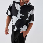 Cow Button Down Shirt // Black + White (XL)