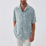 Splashy Button Down Shirt // Gray + White (XL)