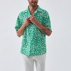 Splashy Button Down Shirt // Green + White (2XL)