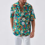 Dragon Button Down Shirt // Turquois (XL)