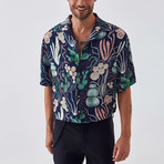 Cactus Button Down Shirt // Navy (M)