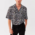 Splashy Button Down Shirt // Black + White (XL)