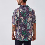 Cactus Button Down Shirt // Purple (M)