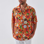 Dragon Button Down Shirt // Orange (S)