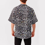 Splashy Button Down Shirt // Black + White (XL)