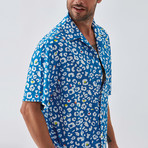 Splashy Button Down Shirt // Blue + White (S)