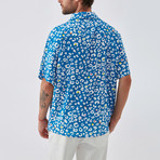 Splashy Button Down Shirt // Blue + White (M)