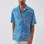 Splashy Button Down Shirt // Blue + White (XL)
