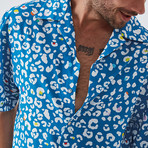 Splashy Button Down Shirt // Blue + White (2XL)